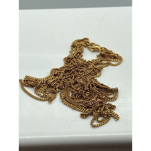 Delicate Multi Strand Chain Necklace, Five Strand Gold Tone Basic Minimalist - Picture 3 of 3